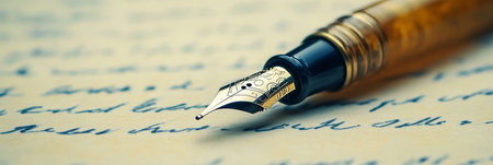 Reflective Writing A Timeless Art of Calligraphic Pen on Nostalgic Old Papers, Emotions Capturedの素材