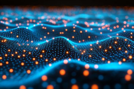 Interconnected Global Network of Digital Data Streams and Futuristic Financial Technology Conceptsの素材