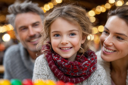 A Heartwarming Family Portrait Capturing Joyful Moments with Parents and Their Happy Childの素材