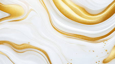 Elegant Marble Texture with Flowing Gold Accents and Abstract Swirls for Artistic Background Design.の素材