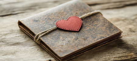 Elegant Rustic Style Handcrafted Card with Beautiful Red Tissue Heart for Romantic Lovers Giftの素材