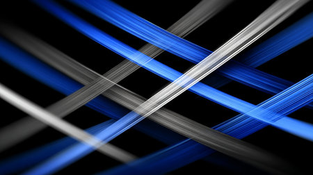 Cool Abstract Dark Spectrum with Overlapping Geometric Lines and Digital Stripes in Modern Designの素材