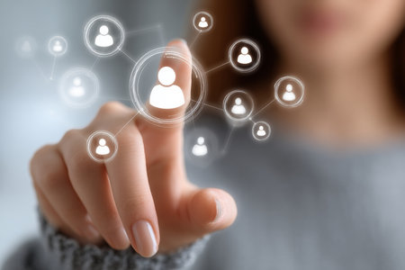 Digital Networking Interface with Circles Emanating as a Global Connection for Business Engagementの素材