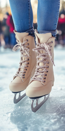 Graceful Ice Skater Performing Elegant Moves on the Ice, Capturing the Essence of Winter Sportsの素材