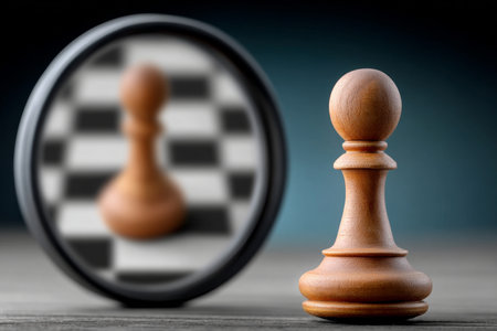 A Dreaming Pawn Reflecting on Strategies for Success and Personal Growth in a Chess Game Scenarioの素材