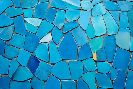 Turquoise Mosaic Tilework Art Design Featuring Shard Texture and Angular Shapes in Fragmented Styleの素材