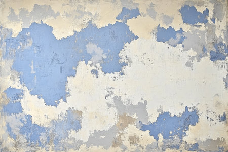 Muted Winter Hues Painting Featuring Blues, Whites, and Grays for Cold Season Artistic Expressionの素材