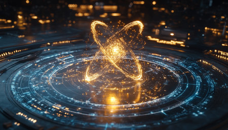 Dynamic Atomic Ballet Radiance and Trajectories in the Quantum World, Vibrant Energy Displayの素材