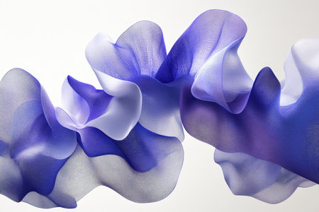 Abstract Wave Design Featuring Icy Flowing Mesh Patterns Against a Clean White Backgroundの素材