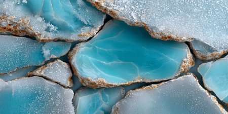 Blue Fractured Ice Shards Pattern with Geometric Mosaic Texture and Azure Crystallization Effectの素材