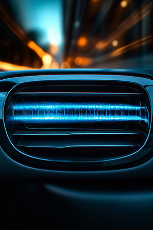 Stylish Automotive Interior with Innovative Cooling System and Blue Light Feature for Comfortの素材