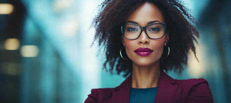 Portrait of a Confident Afro American Successful Business Employee or Entrepreneur in Modern Officeの素材