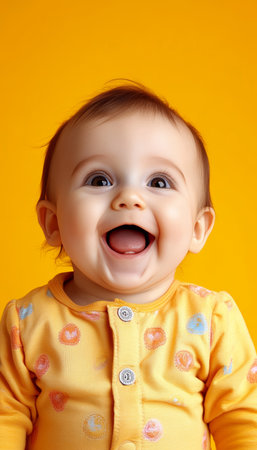 Adorable Baby s Joyful Expression with Radiant Smile, Capturing Innocence and Happiness in Life.の素材