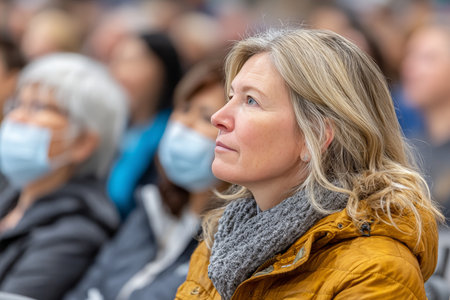 Engaged Audience at a Business Conference, Listening Attentively to the Speaker s Insights and Ideasの素材