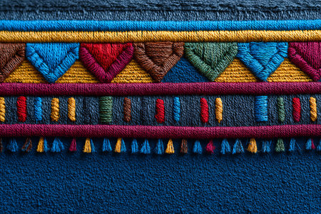 Vibrant African Textile Art Intricate Patterns and Rich Colors Celebrating Cultural Heritageの素材