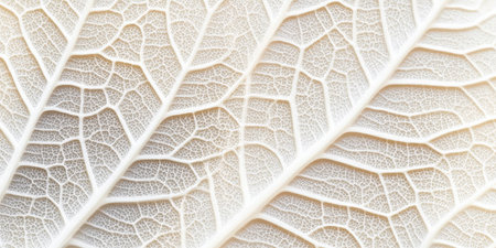 Intricate White Leaf with Delicate Veins and Elegant Diaphanous Texture in a Soft Background Settingの素材