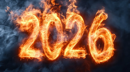 Vibrant Flames and Glowing Embers A Fiery 2026 Forecast of Change, Passion, and Intensity Aheadの素材