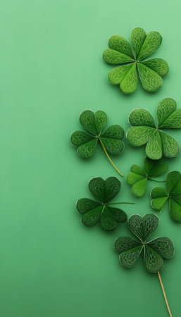 Lively Patrick Backdrop with Elegant Clover Leaves for St. Patrick s Day Festive Celebrations Decorの素材