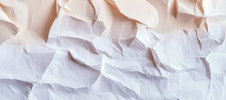 Close Up of Crumpled White and Beige Texture Paper in Abstract Background for Creative Design Useの素材