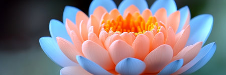 Beautiful Soft Pastel Lotus Flower with Orange and Blue Petals for Creative Projects and Designs.の素材