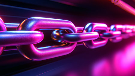 Interconnected Metallic Links Representing Network Security, Data Integrity, and Innovative Designの素材