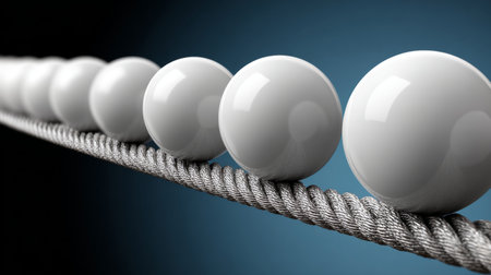 Elegant Composition of Spheres Arranged on a Twisted Wire, Symbolizing Balance and Harmony in Designの素材