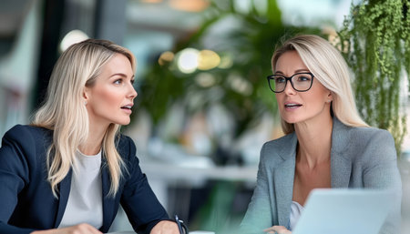 Dynamic Business Professionals Collaborating on Innovative Ideas in a Modern Green Office Spaceの素材