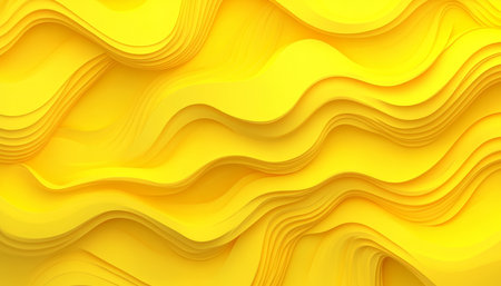 Abstract Gentle Wave Surface with Buttercup Yellow Gradient Layers and Calm Flowing Texture Designの素材