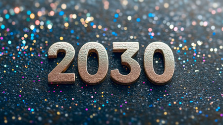 Vibrant Abstract Background with Shimmering Metallic Numerals Signifying a Bright Future Aheadの素材