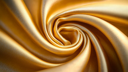 Elegant Golden Fabric Abstract Swirl with Smooth Champagne Silk Texture and Luxurious Satin Curvesの素材