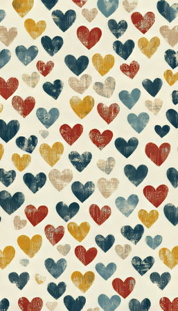 Seamless Heart Pattern Background with Muted Colors for Valentine s Day Textile and Decoration Useの素材