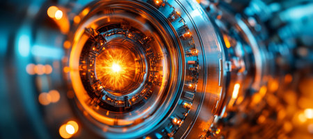 A Futuristic Nuclear Reactor with Radiant Energy Beams Symbolizing Advanced Technologyの素材