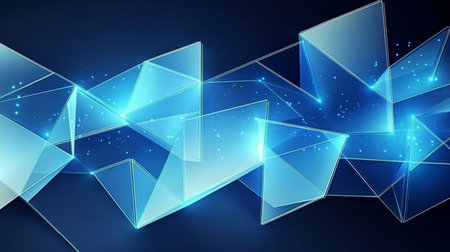 Futuristic Abstract Geometric Fragments with Crystal Effect Representing Innovation and Technologyの素材