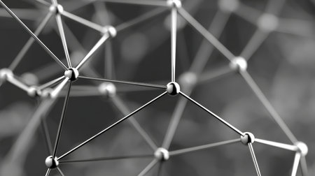 Interconnected Data Network Illustrating the Flow of Information Across Various Modern Technologiesの素材