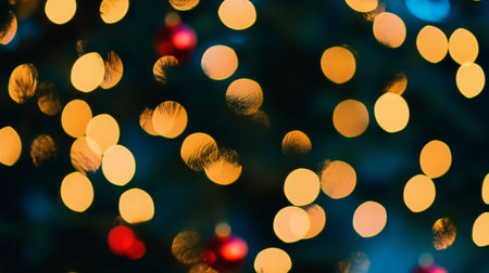 Blurry Christmas Lights and Ornaments Creating a Joyful Ambiance for the Holiday Season Celebrationの素材