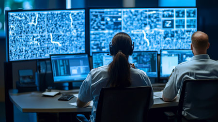 Modern High-Tech Incident Response Team Room at Command Center Enhancing Cybersecurity Collaborationの素材
