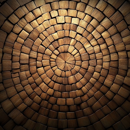 Intricate Woven Circle Structure Texture Exhibiting Symmetry of Weave in Handcrafted Material Designの素材