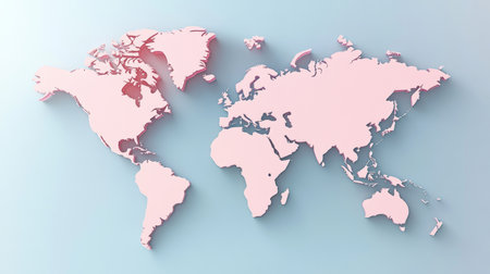 Pastel Colored Continents in Serene Topography Displaying Earths Geographical Mapping Conceptの素材