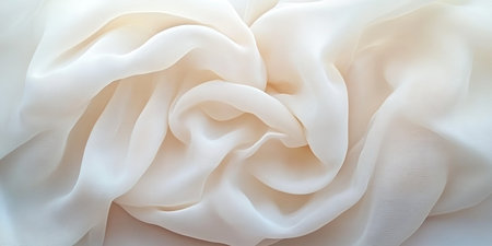 Elegant Delicate Ivory Fabric Drape Showcasing Luxurious Texture and Serene Aesthetic for Design Useの素材