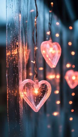 Romantic Hearts Aglow Soft Focus Intimate Lighting for a Sentimental Valentine s Day Backgroundの素材