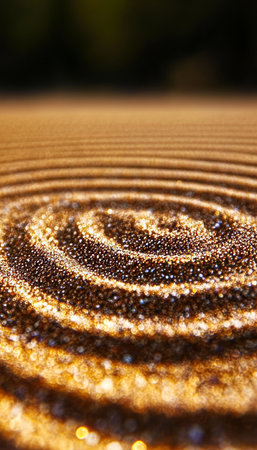Macro Sandscape Stunning Light-Playing Textures on a Peaceful Beach Surface with Ocean Viewの素材