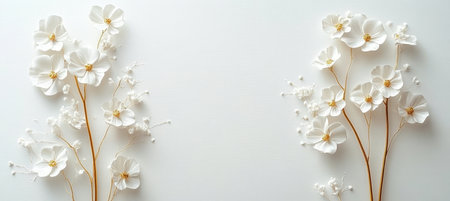 Elegant Festive Ornament with Delicate White Floral Arrangement and Minimalist Accentsの素材