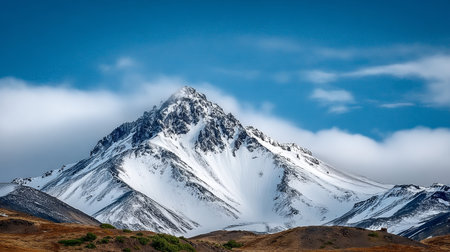Majestic Mountainscape with Snow-Capped Peaks Under a Clear Blue Sky, Nature s Breathtaking Beautyの素材