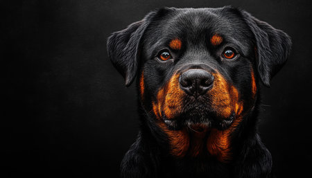 Majestic Rottweiler Portrait with Intense Eyes Showing Loyalty, Charm, and Dignity in Every Detailの素材