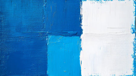 Abstract Symphony of Blue and White Square Forms, Captivating Brushstrokes Creating Oceanic Visionの素材