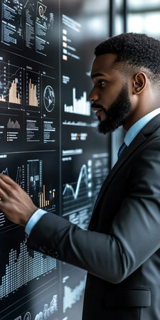 Professional Manager Analyzing Future Insights and Making Data-Driven Decisions for Business Growthの素材