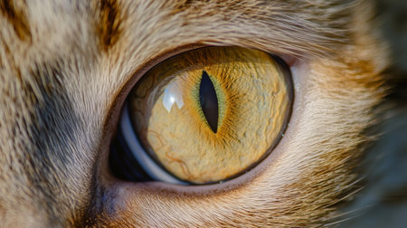 Stunning Close-Up of a Brown Tabby Cat s Eye Capturing Intricate Details and Striking Featuresの素材