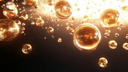 Majestic Celestial Spheres in the Night Sky, Illuminated by Radiant Cosmic Light and Colorsの素材