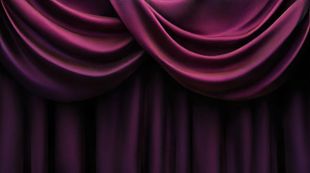 Rich purple fabric drapes elegantly, showcasing flowing folds of luxurious velvet textile backdropの素材