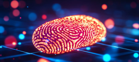 Abstract Digital Fingerprint Concept Art for Access Authentication and Personal Biometric Securityの素材
